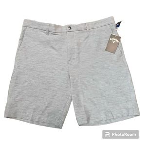 NWT Callaway Opti Dri Heather Navy Sun Protection Stretch Golf Shorts Sz 38